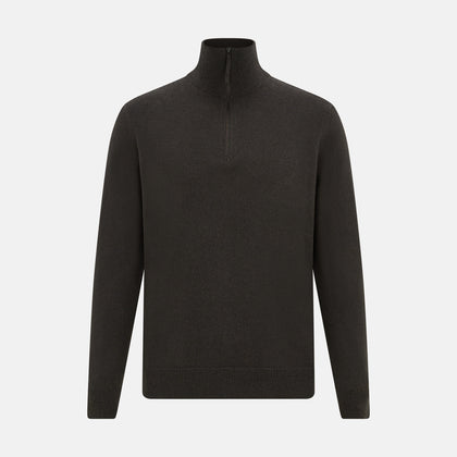 Brown Half-Zip Cashmere Jumper