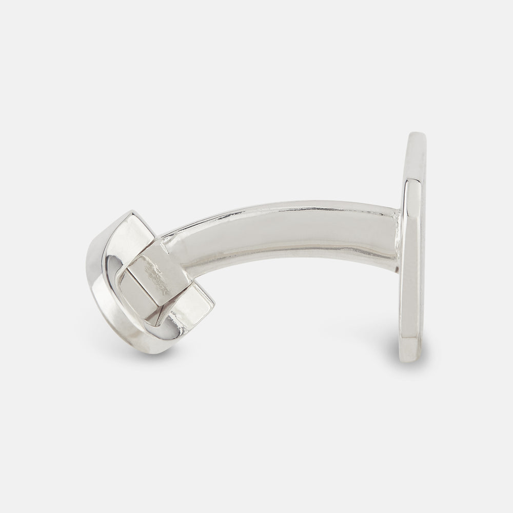 Turnbull & Asser Burgundy and Navy Checkered Rectangular Enamel Cufflinks boast a refined rectangular design with an enamel checkered pattern, reflecting artisanal mastery and timeless masculine elegance.