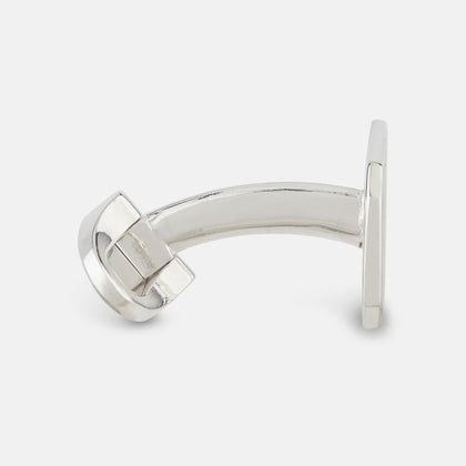 Burgundy and Navy Checkered Rectangular Enamel Cufflinks Image 1