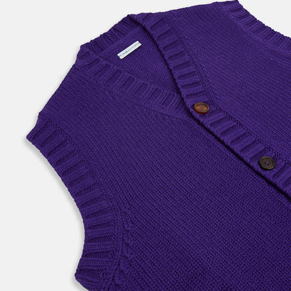 Purple Merino V-Neck Sleeveless Cardigan Image 1