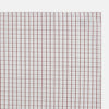 View 2 of product The Turnbull & Asser Red Tattersall Check Hand-Rolled Handkerchief features thin red and blue grid lines on white, laid flat in a rectangular shape and expertly crafted in England.