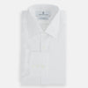 View 4 of product The Turnbull & Asser White Sea Island Quality Cotton Shirt features a T&A collar and 3-button cuffs, crafted from premium cotton and showcased against a plain white background.