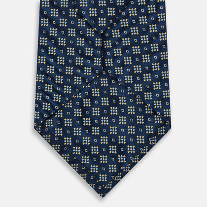Navy Diamond Silk Tie Image 2