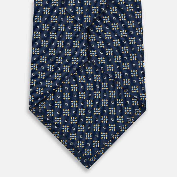 Navy Geometric Diamond Silk Tie Image 2