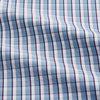 View 5 of product The Turnbull & Asser Blue and White Check Cotton Regular Fit Mayfair Shirt features long sleeves, a pointed collar, and buttoned cuffs, shown here on a white background.