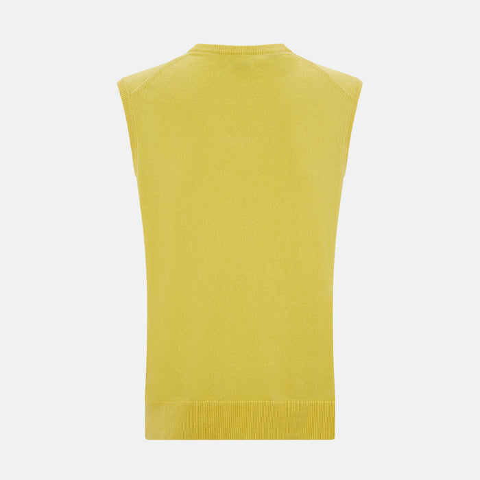 Canary Yellow Cashmere V-Neck Vest Image 2