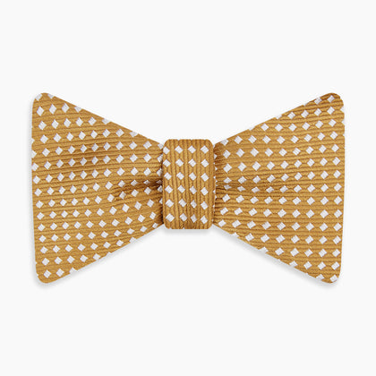 Camel and White Diamond Silk Bow Tie Image 3