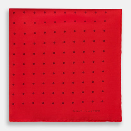 Red and Burgundy Spot Silk Pocket Square Image 2