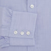 View 4 of product The Turnbull & Asser Blue End-on-End Cotton Shirt features a T&A collar and 3-button cuffs, perfect for pairing with a navy suit or smart ensemble, and is displayed flat against a white background.