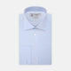 A neatly folded Turnbull & Asser Two-Fold 120 Light Blue Shirt, featuring a regent collar and double cuffs, is displayed against a plain white background.