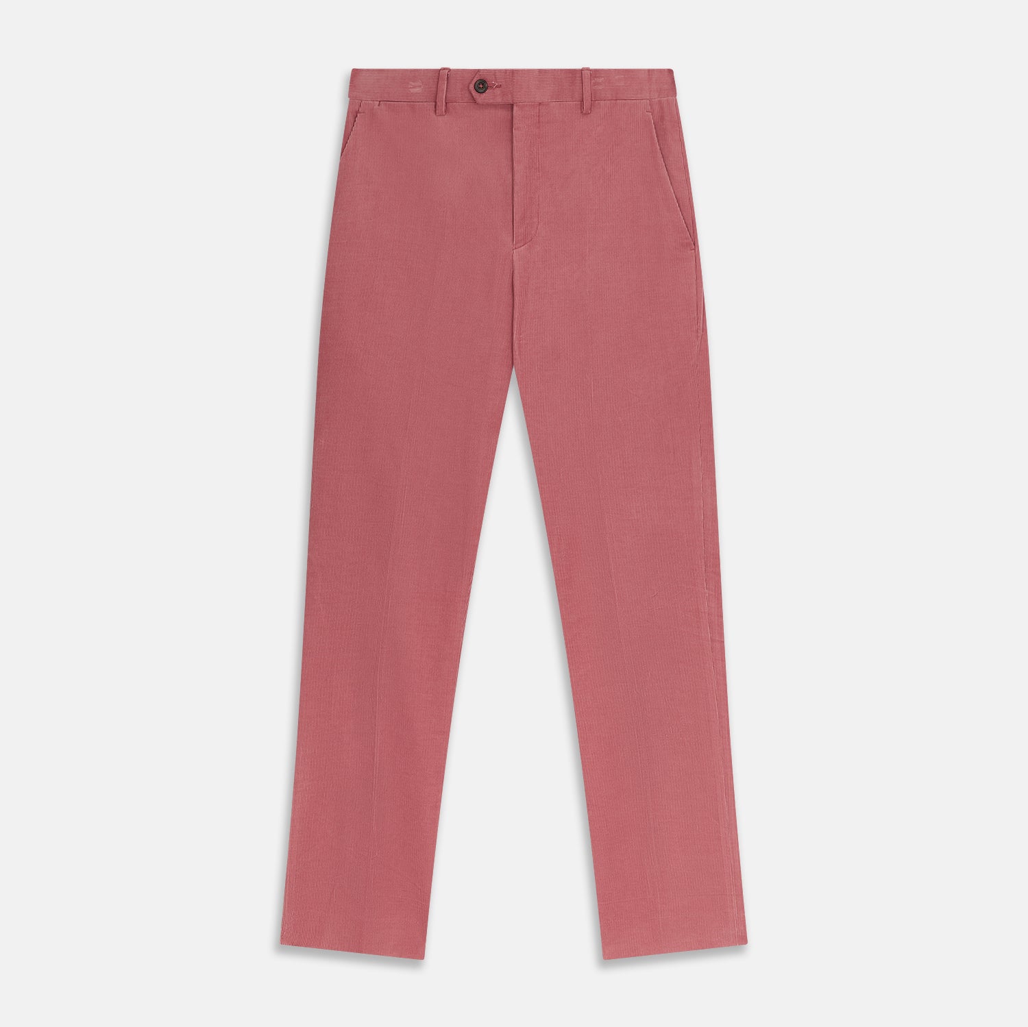 View 1 of product The Pink Cord Manson Trouser by Turnbull & Asser features a modern classic cut in dusty pink with straight legs, side pockets, and belt loops, shown against a plain white background.