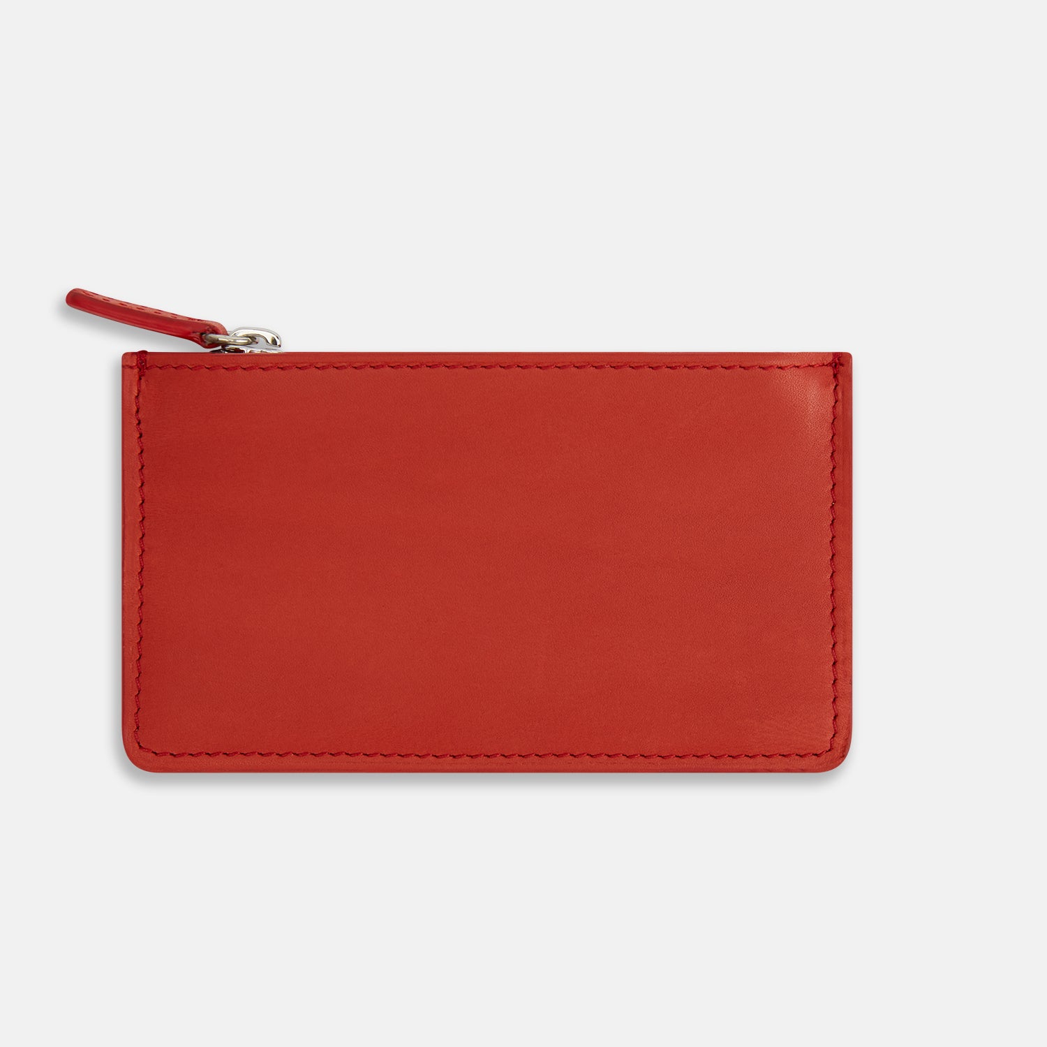 View 3 of product The Red Leather Zip Wallet by Turnbull & Asser features gold-embossed branding on the front and is shown against a plain white background.