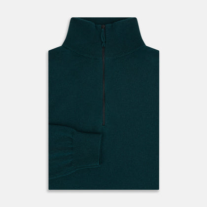 Hunter Green Half-Zip Cashmere Jumper Image 3
