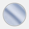 View 1 of product A circular swatch of Turnbull & Asser's Pale Blue Stripe Cotton Fabric, featuring subtle white vertical pinstripes on light blue, is shown against a white background with a gray-bordered circle.