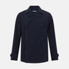 View 1 of product The Turnbull & Asser Light Navy Kingston Corduroy Caban Jacket features a double-breasted stretch cotton corduroy design with black buttons, notched collar, and long buttoned cuffs, displayed on a plain white background.