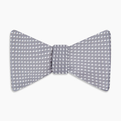 Silver and White Square Silk Bow Tie Image 3