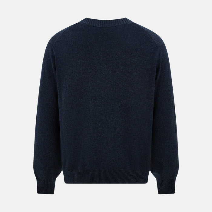 Navy Melange Cashmere Cardigan Image 2