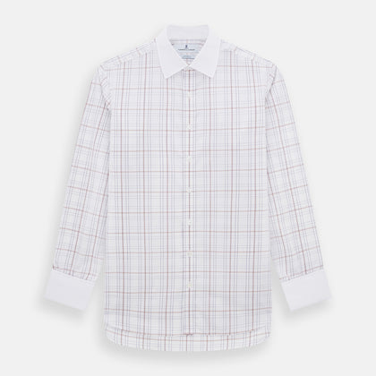 Purple Multi Plaid Check Shirt with Contrast Collar and Double Cuffs Image 6