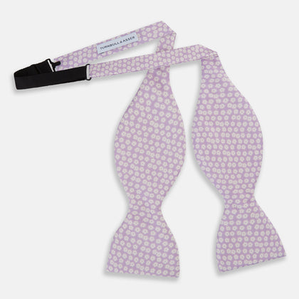 Lilac Flower Patterned Silk Bow Tie Image 1