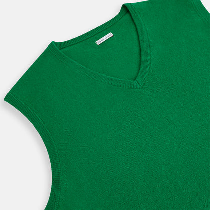 Grass Green Cashmere V-Neck Vest Image 1