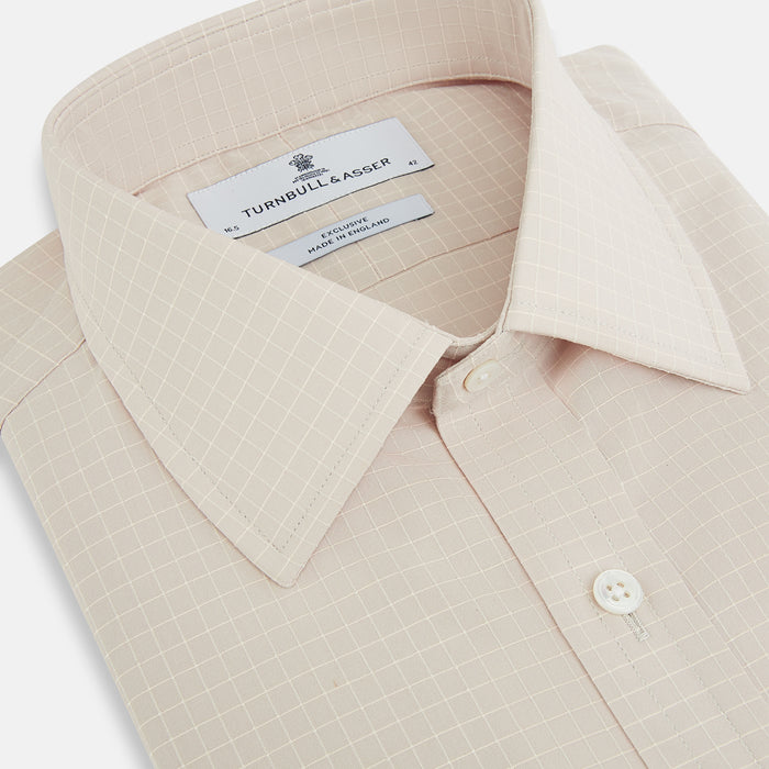 Pale Pink Fine Check Mayfair Shirt Image 1
