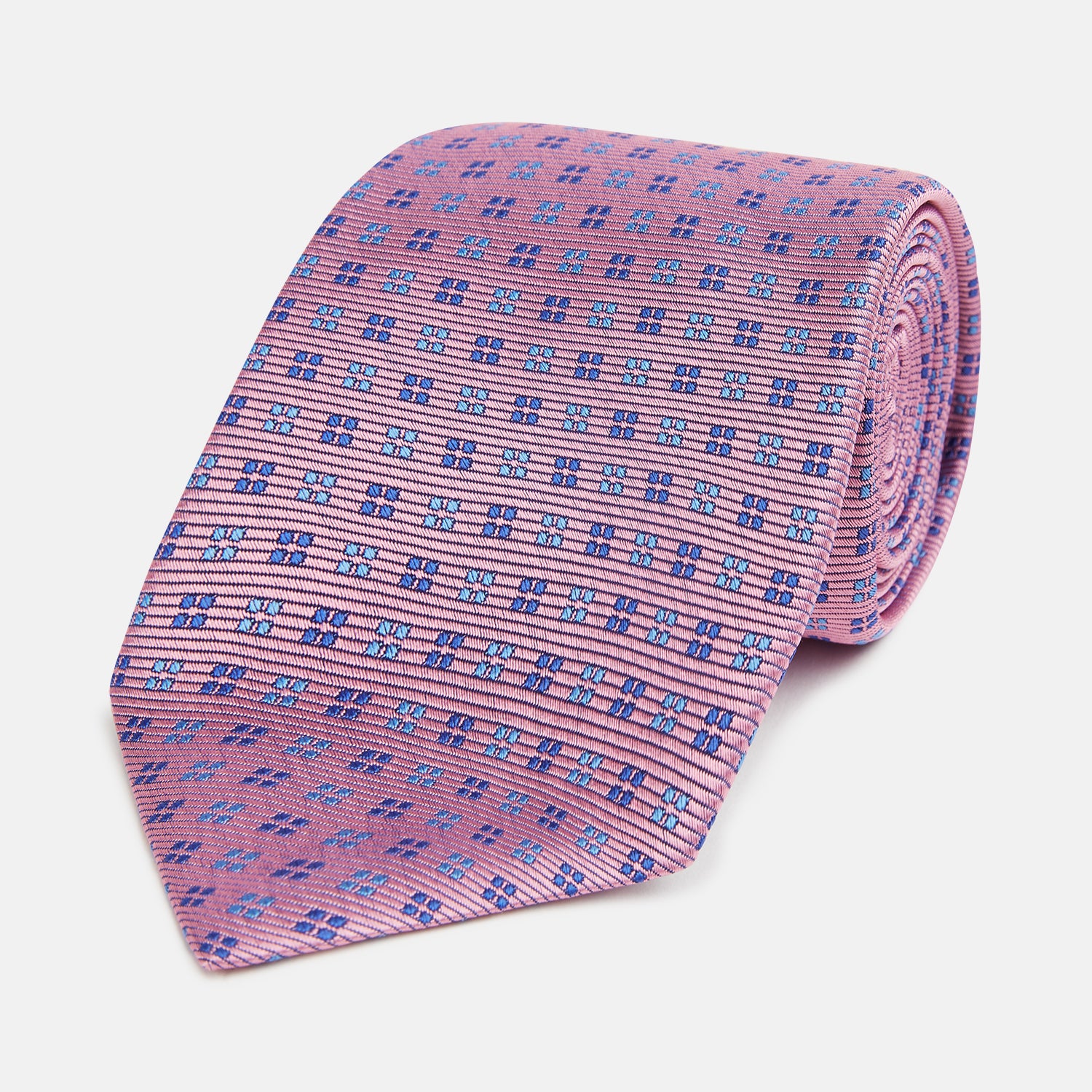View 1 of product The Turnbull & Asser Blue and Pink Multi Dot Silk Tie adds a stylish, modern touch to office attire.
