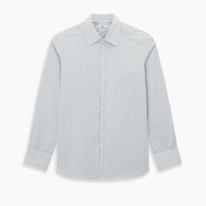 Pale Blue and Navy Grid Check Westminster Shirt Image 8