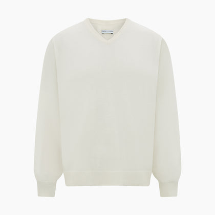Ivory Cashmere V-neck Jumper Image 4
