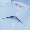 View 5 of product A Grey Cashmere Blend Shirt by Turnbull & Asser with a T&A collar and 3-button cuffs is neatly folded, showing its label, on a plain white background.