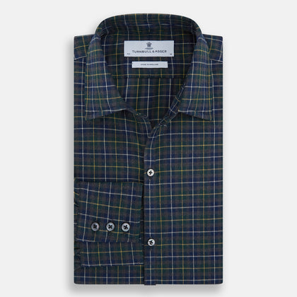 Navy and Khaki Tartan Windsor Shirt Image 4