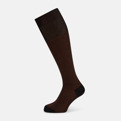 Rust Houndstooth Long Socks