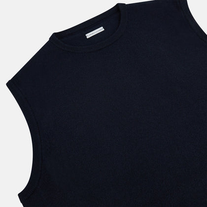 Navy Cashmere Round Neck Vest Image 1
