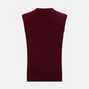 View 3 of product The Turnbull & Asser Burgundy Cashmere V-Neck Vest for men is a stylish, sleeveless knit sweater displayed on a plain white background.
