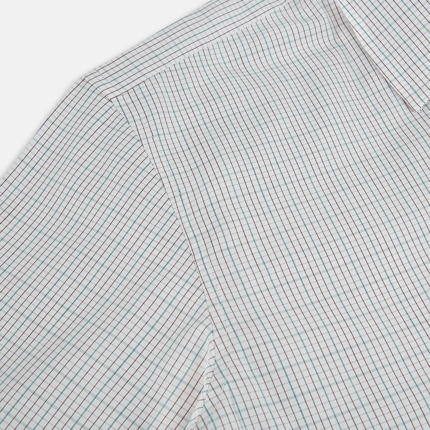 View 6 of product A long-sleeved, button-down BURGUNDY AND GREEN DOUBLE GRID CHECK WESTMINSTER SHIRT by Turnbull & Asser, featuring a classic collar and elegant check pattern—an outstanding piece of British craftsmanship.