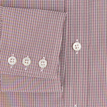 Burgundy Micro Shadow Check Mayfair Shirt Image 3