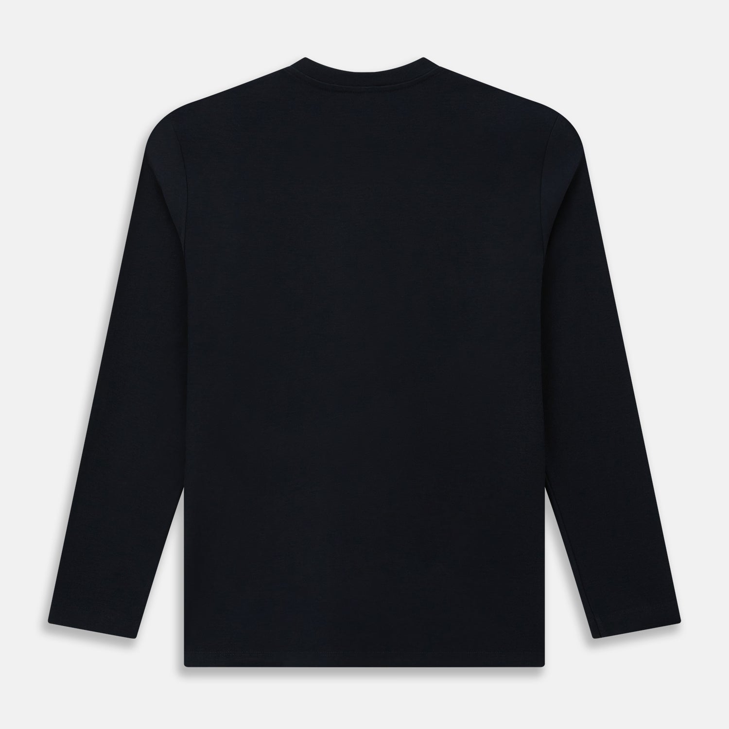 View 3 of product A plain navy long-sleeve crewneck by Turnbull & Asser is displayed on a white background, featuring a simple, classic design with no visible logos or patterns.