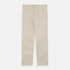 View 4 of product A pair of Turnbull & Asser Ecru Sanforized Denim Jeans with five pockets, button closure, and silver rivets, shown against a plain white background.