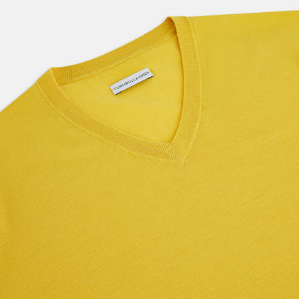 Canary Yellow Fine Merino V-Neck Jumper Image 1