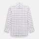 A long-sleeve, button-up Burgundy Grid Check Mayfair Shirt by Turnbull & Asser, made from Italian cotton with a spread collar and red grid check pattern, displayed flat on a plain white background.
