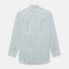 View 3 of product The Turnbull & Asser Green and Burgundy Pinstripe Mayfair Shirt, a long-sleeved, button-down with a classic collar, is ideal for formal wear and shown flat on a white background.