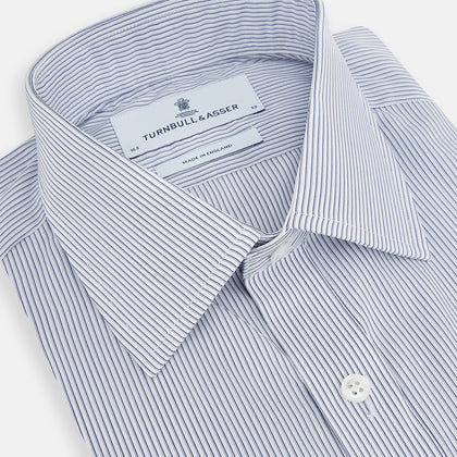 Navy and White Ticking Stripe Mayfair Shirt Image 1