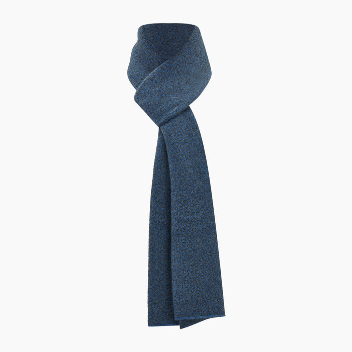 Azzurro and Graphite Lozenge-Patterned Cashmere Knitted Scarf Image 3