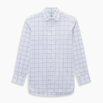 Lilac Grid Check Mayfair Shirt Image 6