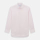The Soft Pink Mayfair Shirt by Turnbull & Asser is a long-sleeved, sanforised cotton button-up with a classic collar, white buttons, and buttoned cuffs, shown against a plain white background.