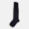 View 2 of product Turnbull & Asser Navy/Azzurro Polka Dot Long Socks—stylish knee-high socks featuring an elegant dotted pattern, perfect for those seeking sophisticated long socks.