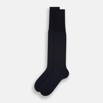 Navy/Azzurro Polka Dot Long Socks Image 1