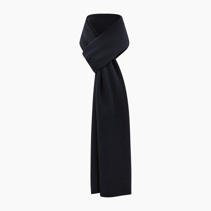 Plain Navy Cashmere Knitted Scarf Image 3