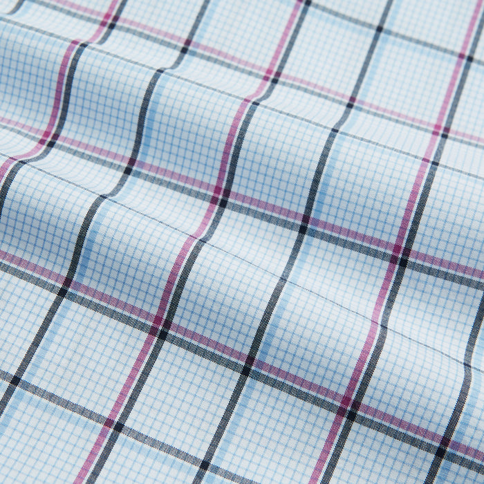 Blue and Pink Tattersall Check Mayfair Shirt Image 4