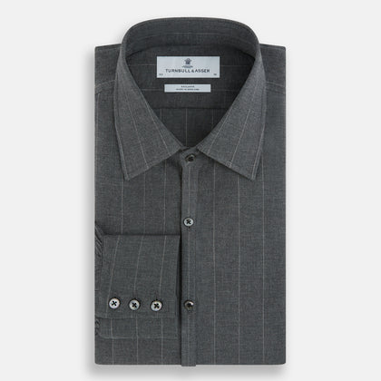 Charcoal Melange Wide Stripe Westminster Shirt Image 4