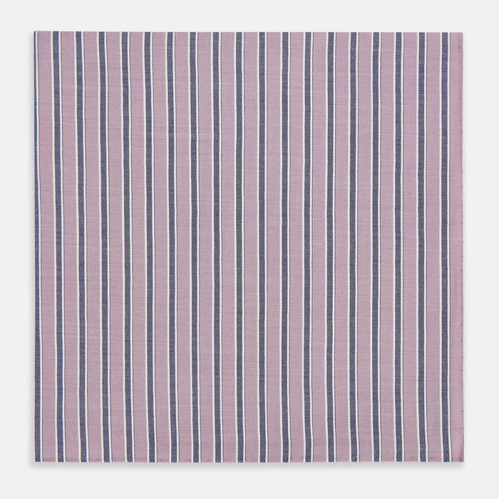 Antique Pink Ticking Stripe Hand-Rolled Handkerchief